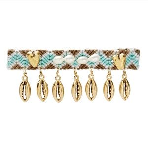 Brinker + Eliza Hair Barrette with Shells and Pearls in Olive. New!